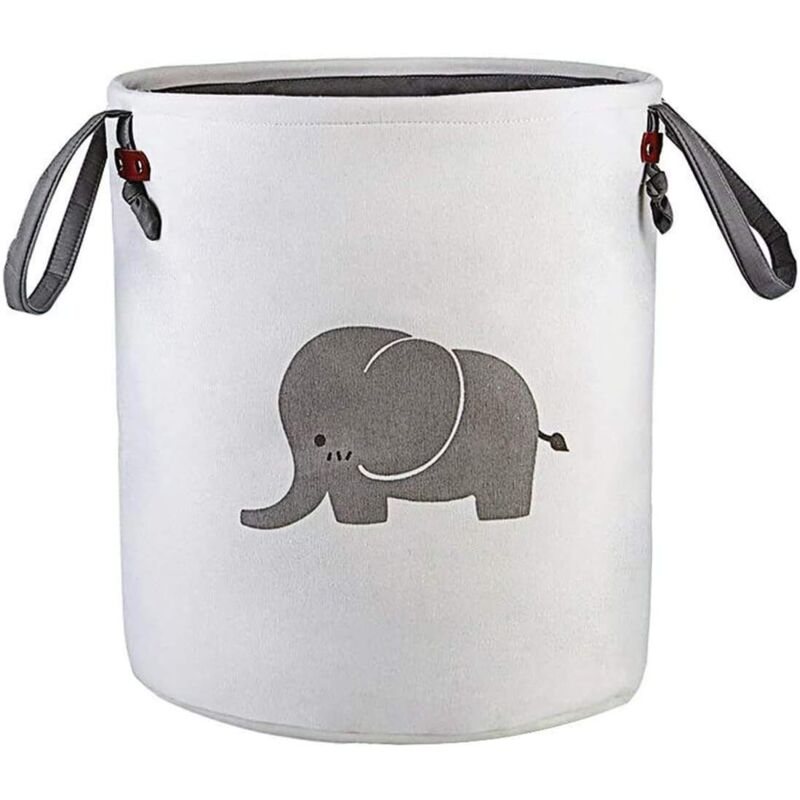 Runder, faltbarer Aufbewahrungskorb aus Baumwolle für Babyzimmer, Spielzeug, Bettwäsche, Babykleidung, Geschenkkörbe (Elefant) (grau)