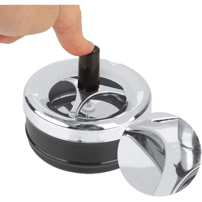XVX - Runder Aufsteckaschenbecher, Metallaschenbecher, Winddichter Aschenbecher mit Drehschale für Innen- und Außenküchen