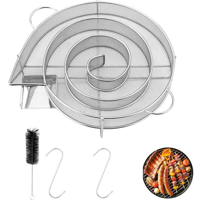 Tigrezy - Runder Rauchgenerator, hochwertiger Edelstahl, mit Bürste und Haken, Fleischraucher für Kugelgrills, Smoker und Räucheröfen,