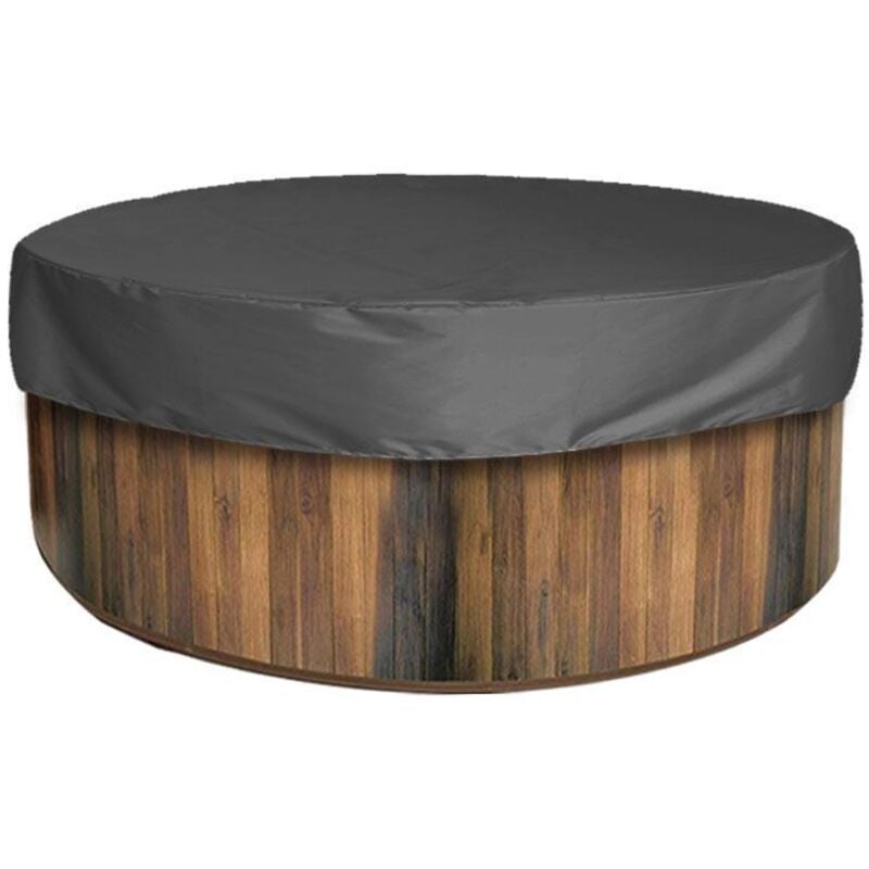 Runder Whirlpool-Abdeckung für den Außenbereich, wasserdicht, staubdicht, Poolabdeckung, UV-beständig, für Gartenmöbel, Whirlpool Tub Spa – Schwarz