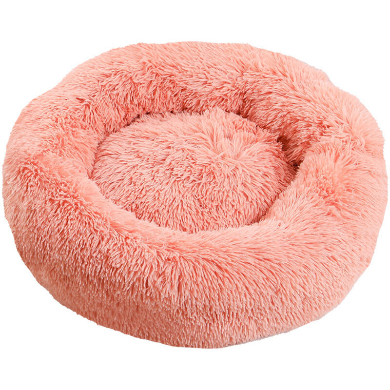 Rundes, flauschiges Katzen- und Hundebett – Anti-Stress-weiches Katzen- und Hundekissen, beruhigendes Plüsch-Katzen- und Hundebett, waschbares