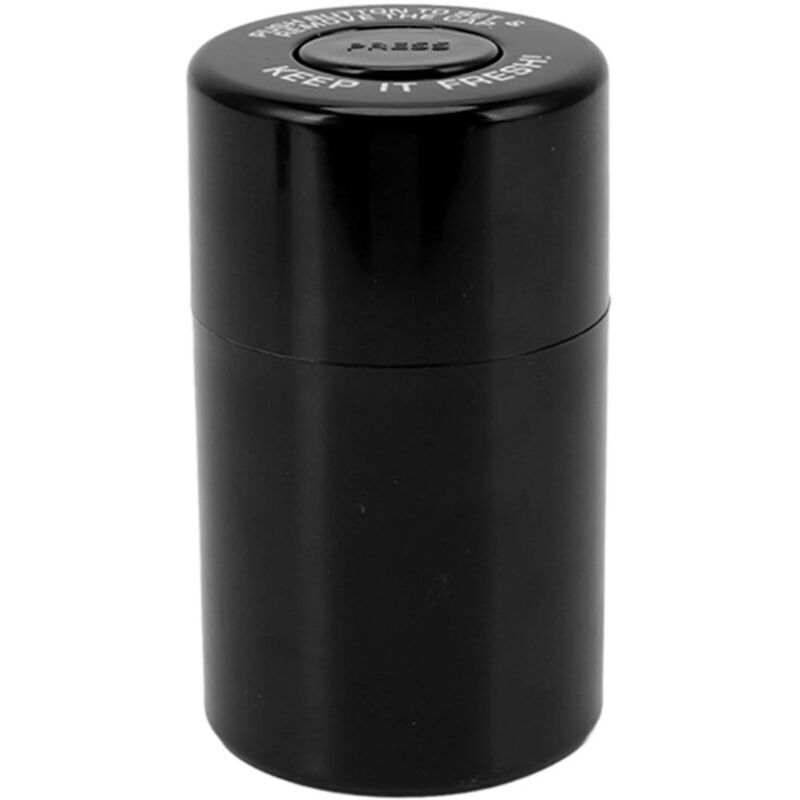 Rundes, geruchsdichtes, luftdichtes Kunststoffgefäß für Tabak und Kräuter – versiegelter Behälter für Reisen im Freien – Schwarz mumu