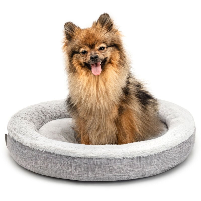 Lionto - Rundes Hundebett Hundekissen Hundesofa Katzenbett Donut (s) 55 cm, Grau
