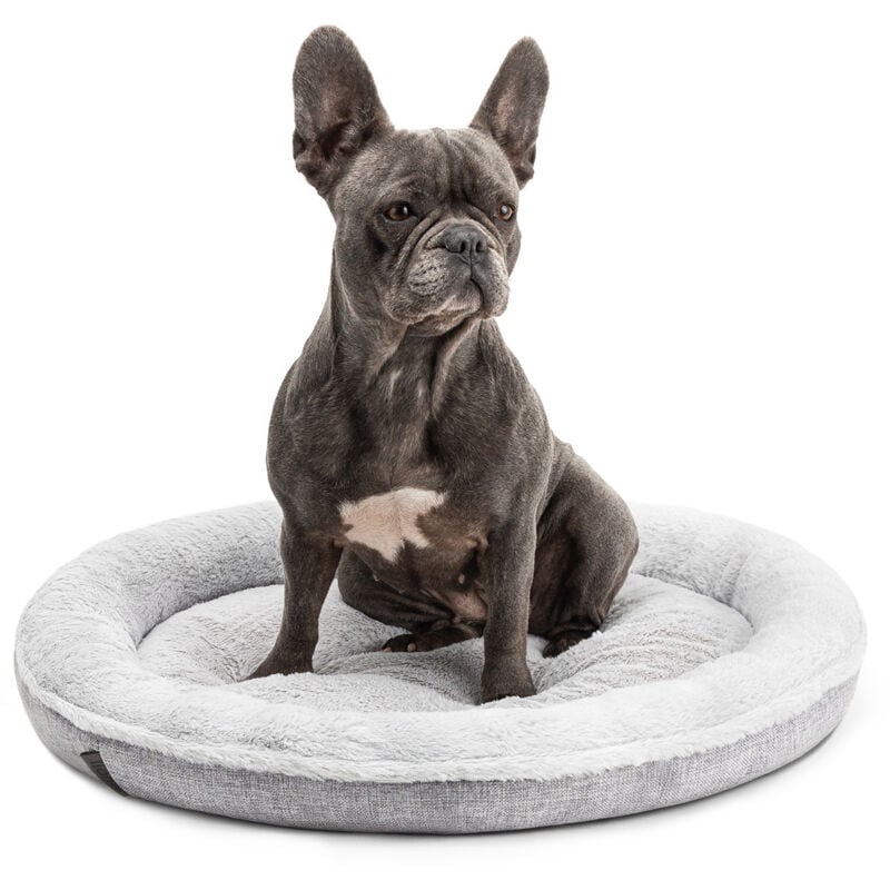 lionto Rundes Hundebett Hundekissen Hundesofa Katzenbett Donut (M) 65 cm, Grau