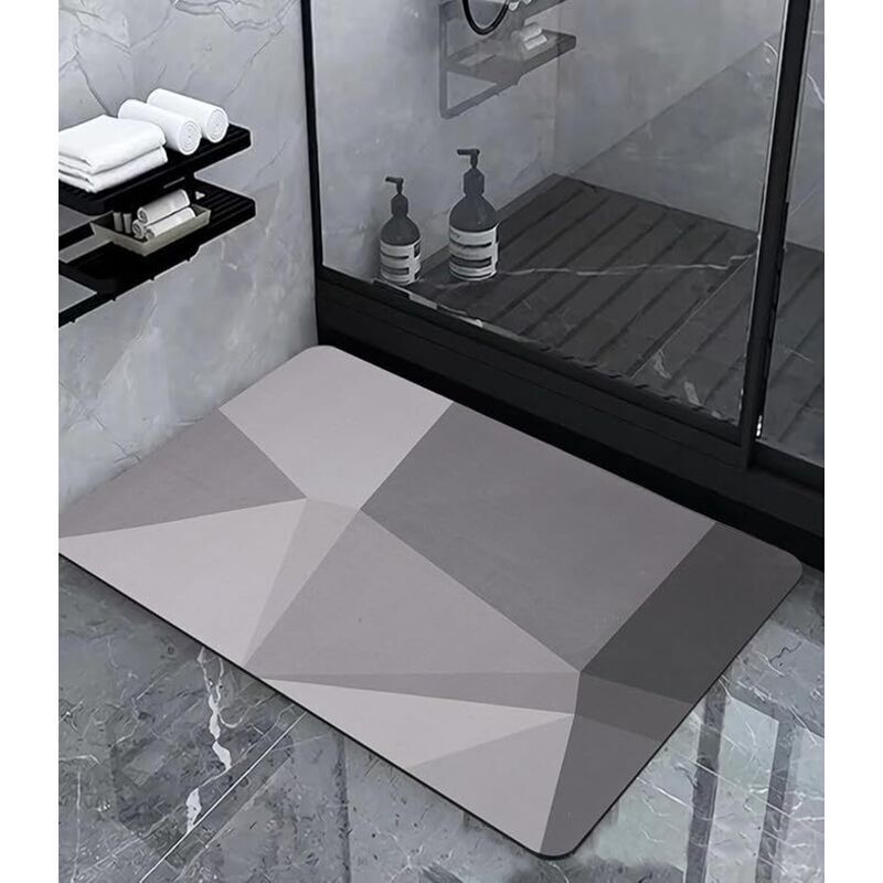 Rutschfeste Badematte, saugfähige Diatomit-Badematte, Mikrofaser-Badematte, schnelltrocknende, rutschfeste Matte, weiche Duschmatte, Grau