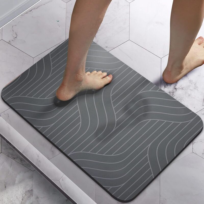 Rutschfeste Badematte, super saugfähig, schnelltrocknend, 40,64 cm x 60,96 cm, Kieselgur-Badematte, geeignet für Badewannen, Gummirückseite