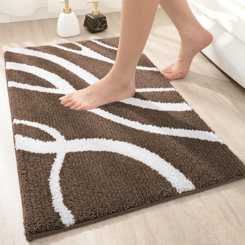 Rutschfeste Mikrofaser-Badematte 50 x 80 cm, saugfähige und weiche Badematte, maschinenwaschbare Badematte – Braun