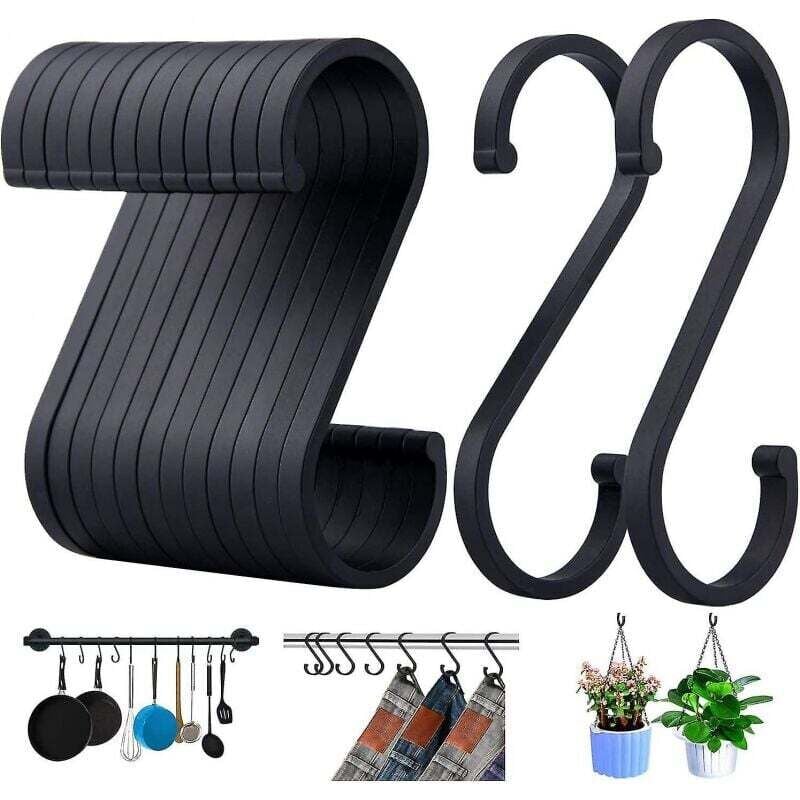 S-förmige Handtuchhaken, 14er-Packung Aluminiumhaken in S-Form, matte Oberfläche, geeignet für Töpfe und Pfannen, Pflanzen, Kaffeetassen, Kleidung