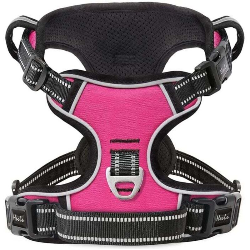 S, Hundegeschirr, reflektierendes Anti-Zug-Geschirr, Geschirr für kleine und mittelgroße Hunde mit gepolstertem Griff, 1 Schnalle am geraden Halsband