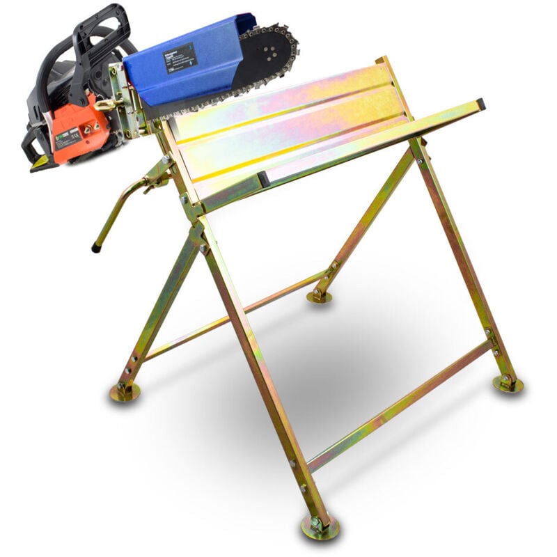 Bituxx - Sägebock mit Kettensägen-Halterung Sägehilfe Holzsägehilfe für Kettensägen Motorsägen Kippsäge Kappsäge