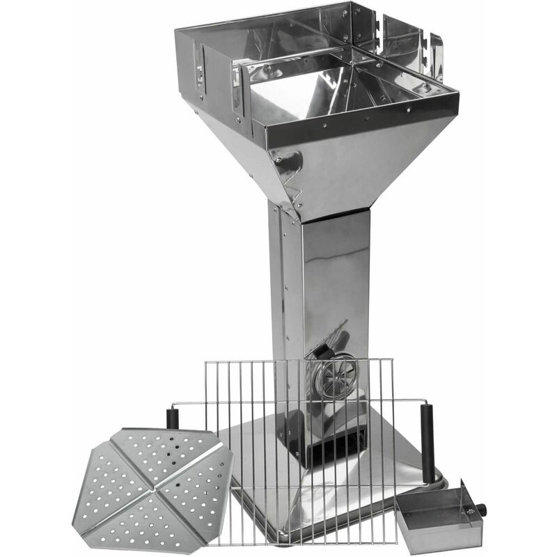 Säulengrill Edelstahl Design Merida 3-fach höhenverstellbar 7,3kg Holzkohlegrill