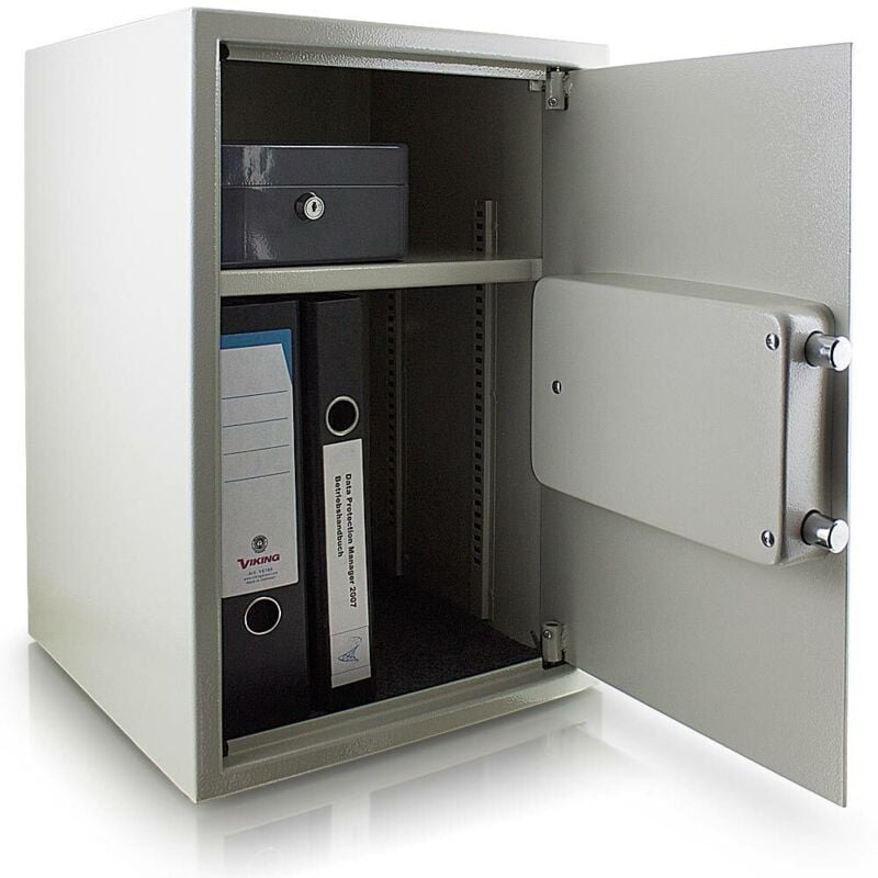 Bituxx - Safe Tresor Möbeltresor Wandtresor Aktentresor Geldschrank Maße(B/H/T): 350 mm x 520 mm x 360 mm - Türstärke: 4 mm lichtgrau