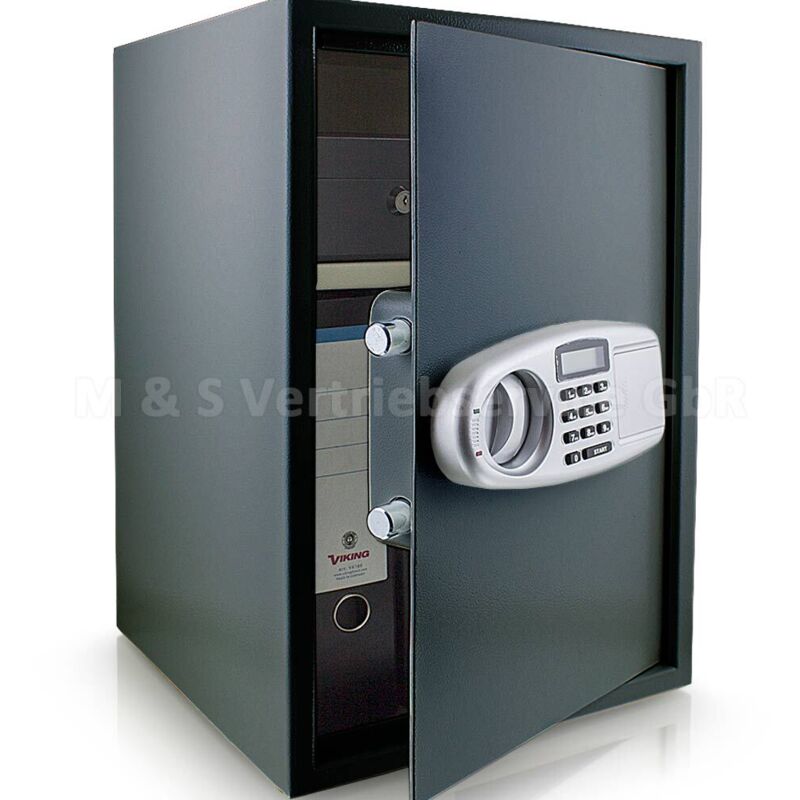 Bituxx Safe Tresor Möbeltresor Wandtresor Aktentresor Geldschrank Maße(B/H/T): 350 mm x 520 mm x 360 mm - Türstärke: 4 mm dunkelgrau