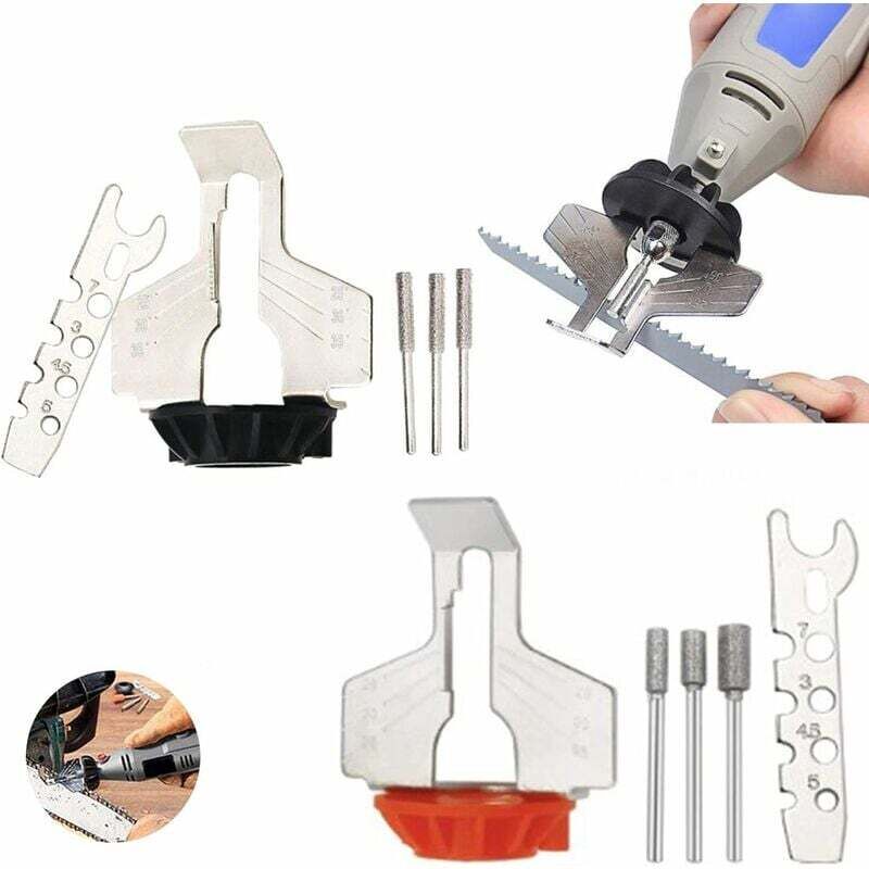 Sägeketten-Schärfwerkzeug, Rotationskettensägen-Schärfset, Kettensägen-Zubehörset, Kettensägen-Schärfaufsatz, Sägenschärfer-Führung, Bohrerwerkzeug