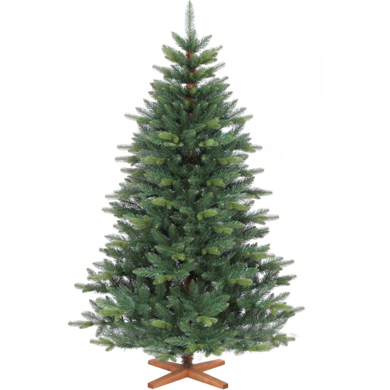 Salcar Künstlicher Weihnachtsbaum Nordmanntanne 180 cm PE & PVC mit Echtholzständer, zweifarbig, naturgetreu