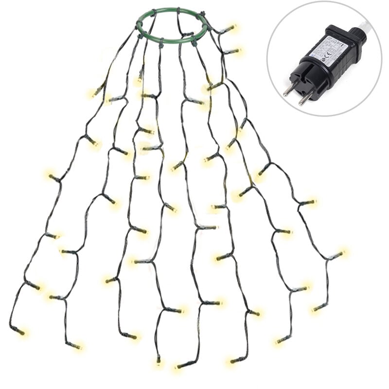 0,6m Christbaumbeleuchtung mit Ring und 8 Girlanden, 48er LED Überwurf Lichterkette Weihnachtsbaum Wasserdicht Weihnachtsbeleuchtung für 60cm, 90cm,