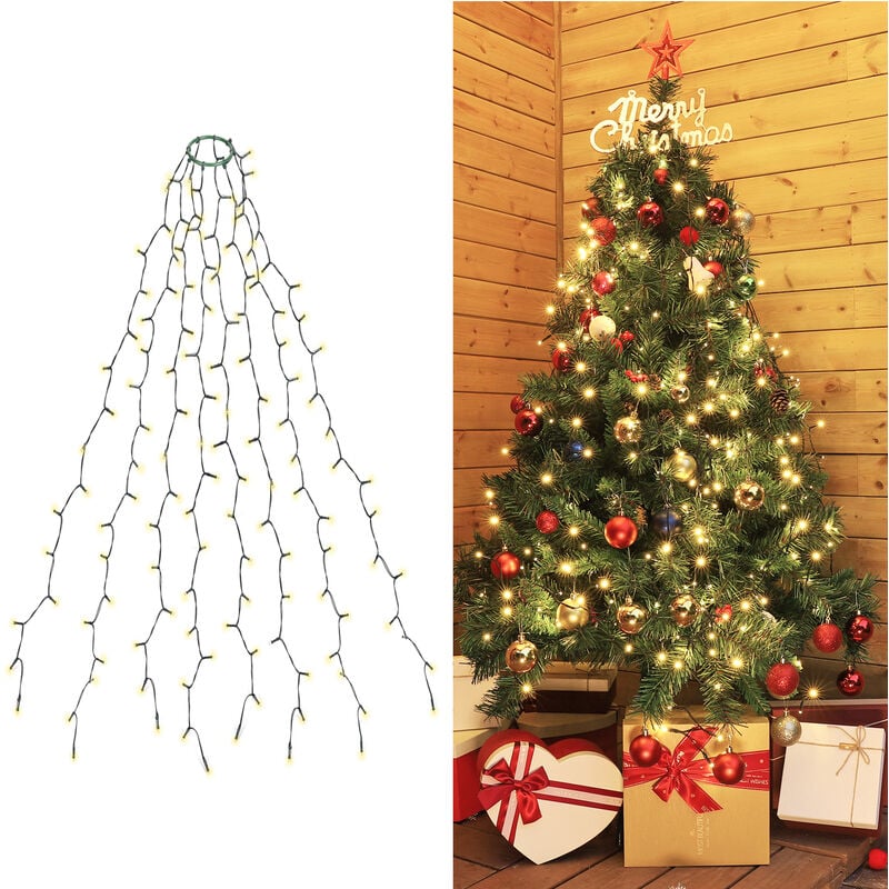 Weihnachtsbaum Lichterkette LED mit Ring, Christbaumbeleuchtung Weihnachtsdeko, Tannenbaum Lichterkette, Baummantel Weihnachtsbeleuchtung, 9