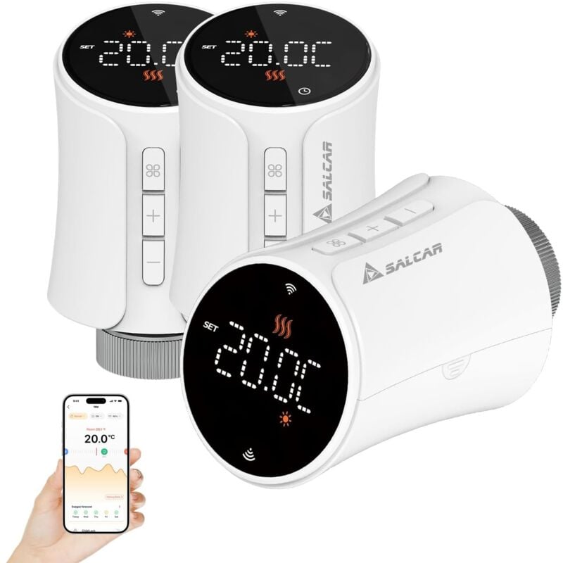 SALCAR Smart Heizkörperthermostat 706W 3er Set WiFi Thermostat kompatibel mit Amazon Alexa & Google Home Programmierbar Tuya Heizungsthermostat