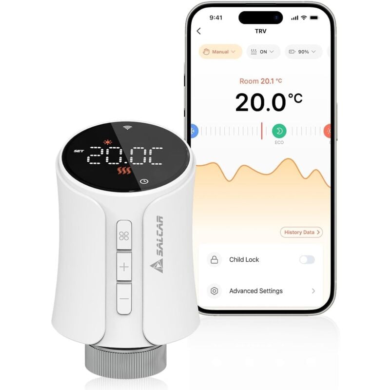 SALCAR Smartes Heizkörperthermostat Smart WiFi Thermostat Heizung Kompatibel mit Amazon Alexa & Google Home Programmierbar Heizungsthermostat Tuya