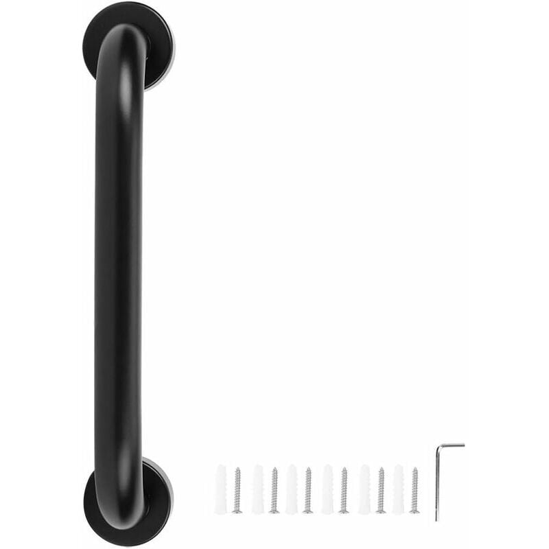 Badezimmer-Badezimmer-Handlauf aus schwarzem Aluminium, rutschfester Sicherheits-Haltegriff, Badezimmer-Zubehör, 30 cm, T-Audace