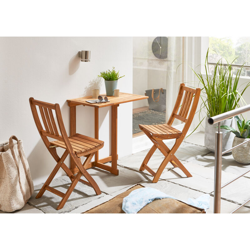 Balkonmöbel Akazie 3tlg. Klapptisch 60 x 45 ALEXA/BLOOM