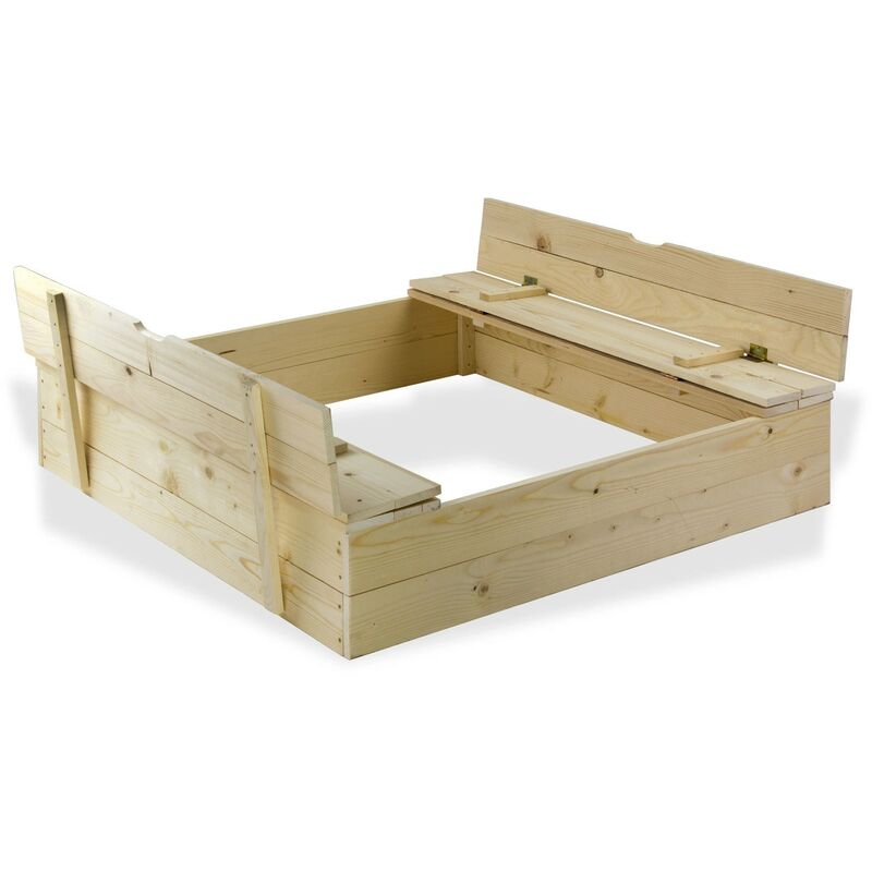 Dema - Sandkasten Sandspielkasten aus Holz mit Sitzbänken 120x120 cm