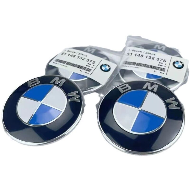 Satz mit 2 Ersatz-Emblemen für Motorhaube und Kofferraumdeckel von BMW, 82 mm + 74 mm, passend für alle BMW E30 E36 E46 E34 E39 E60 E65 E38 X3 X5 X6