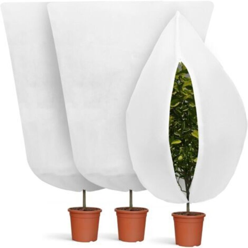 Satz mit 3 Pflanzen-Winterschutzhüllen mit Kordelzug und Reißverschluss, Wintervlies für Pflanzen im Freien, wiederverwendbare, widerstandsfähige