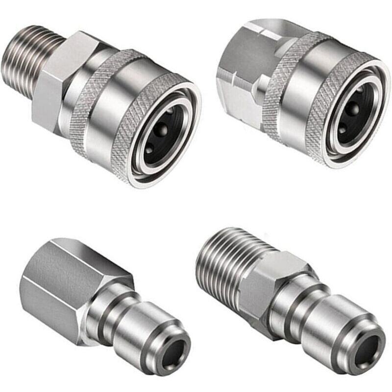 Satz mit 4 Hochdruckreiniger-Anschlüssen 3/8' NPT Schnellkupplung 3/8' Hochdruckreiniger-Anschlüsse mit Innengewinde (silber)