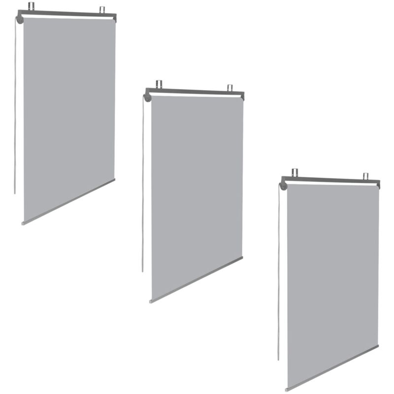 Idmarket - Satz von 3 Rollos B.124 x h. 225 cm für Pergola hellgrau