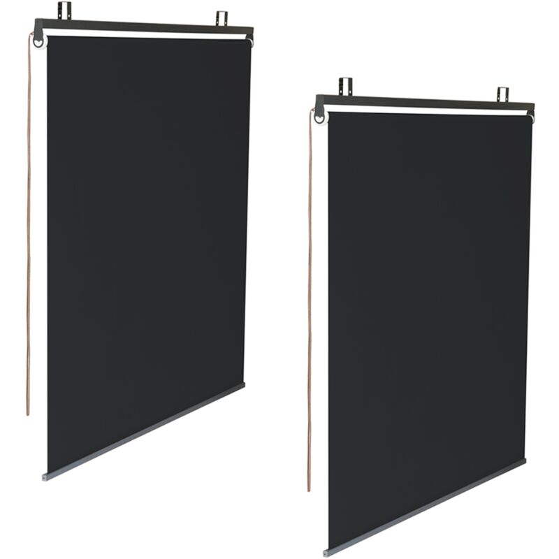 Satz von 2 Rollos B.124 x h. 225 cm für Pergola schwarz