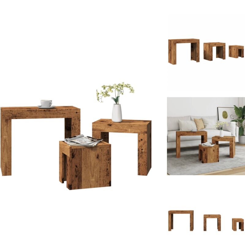 Vidaxl - Satztische 3 Stk. Altholz-Optik Holzwerkstoff - Satztisch - Satztische - Stapelbare Tische - Tische Stapelbar