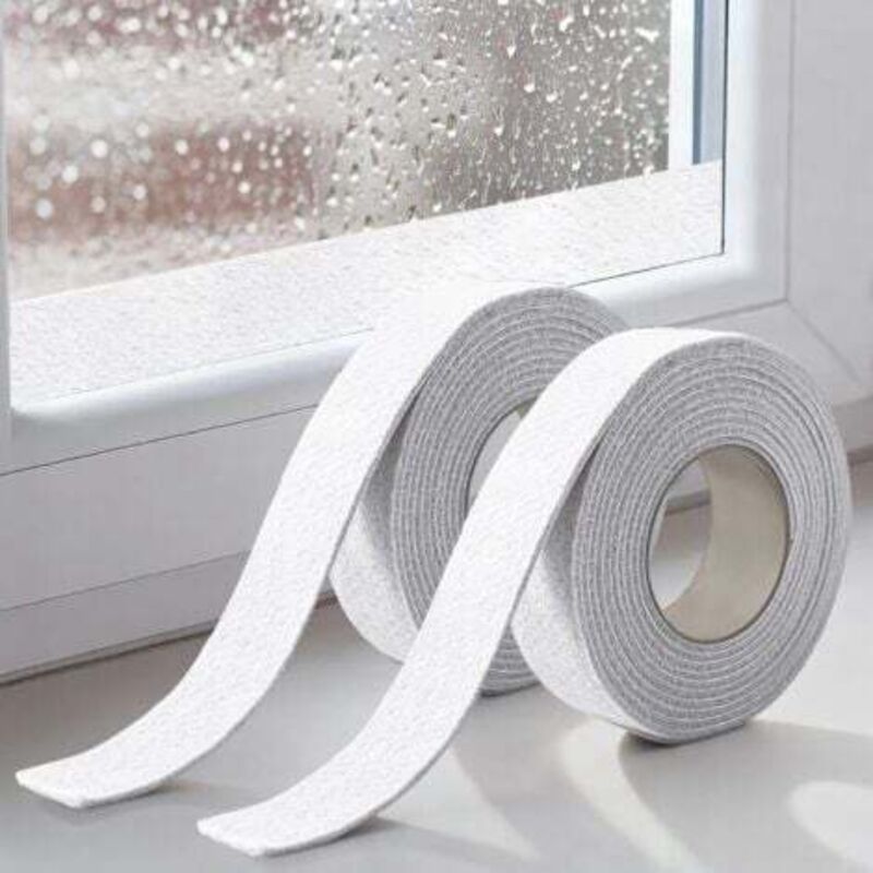 Saugfähige Klebebänder für Fenster, Anti-Kondensstreifen, 400 x 3 cm, Klebeband aus Baumwollfilz für Fenster (2er-Pack, weiß)