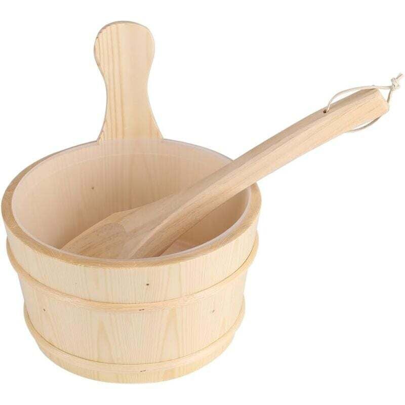 Sauna-Eimer mit Schöpfkelle, Naturholz-Badezimmer-Eimer-Set + Schöpfkelle für Sauna und Spa, ideales Geschenk für Familie oder Freunde.