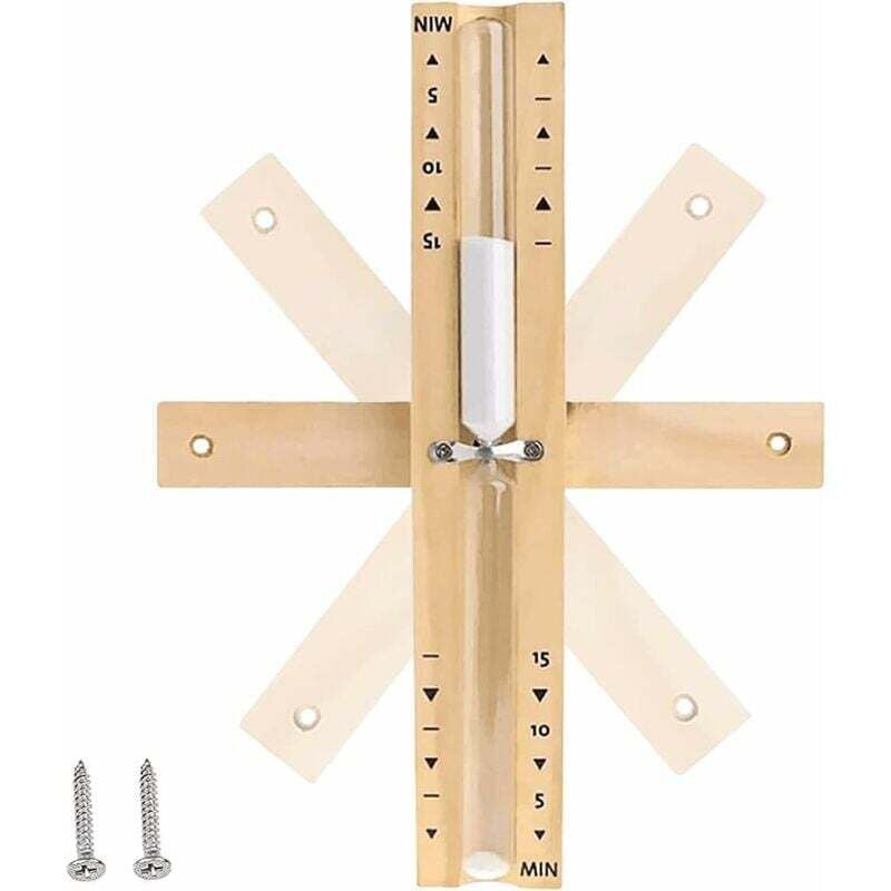 Sauna-Sanduhr, 15-Minuten-Sauna-Sanduhr, Holz-Sanduhr, Sauna-Zubehör mit 2 Schrauben, für Saunen, Dampf, Duschen mit weißem Sand..DEBUNS