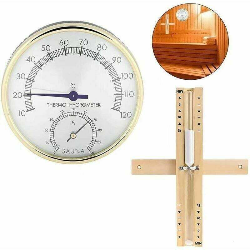 Sauna-Thermometer, Hygrometer und Sanduhr, XU, 15-Minuten-Timer, 2-in-1 Sauna-Raumthermometer und Hygrometer 56 Vingt - KZQ