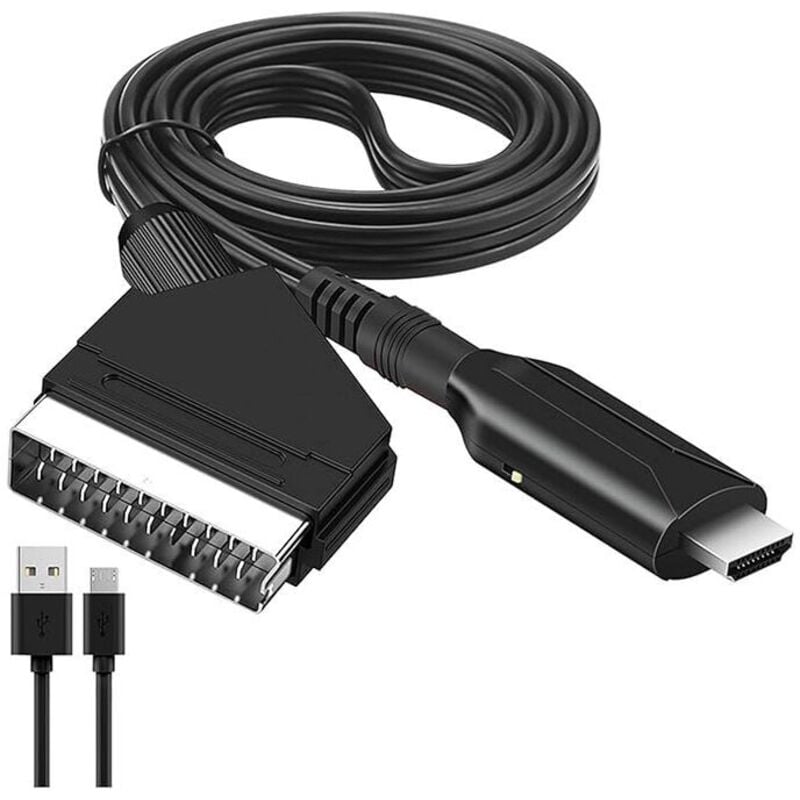 ZVD - SCART-zu-HDMI-Adapter, SCART-zu-HDMI-Konverter mit HDMI-Kabel für 720P/1080P Full HD-Fernseher, Audio-Video für Blu-ray-DVD-Player stb vhs Xbox
