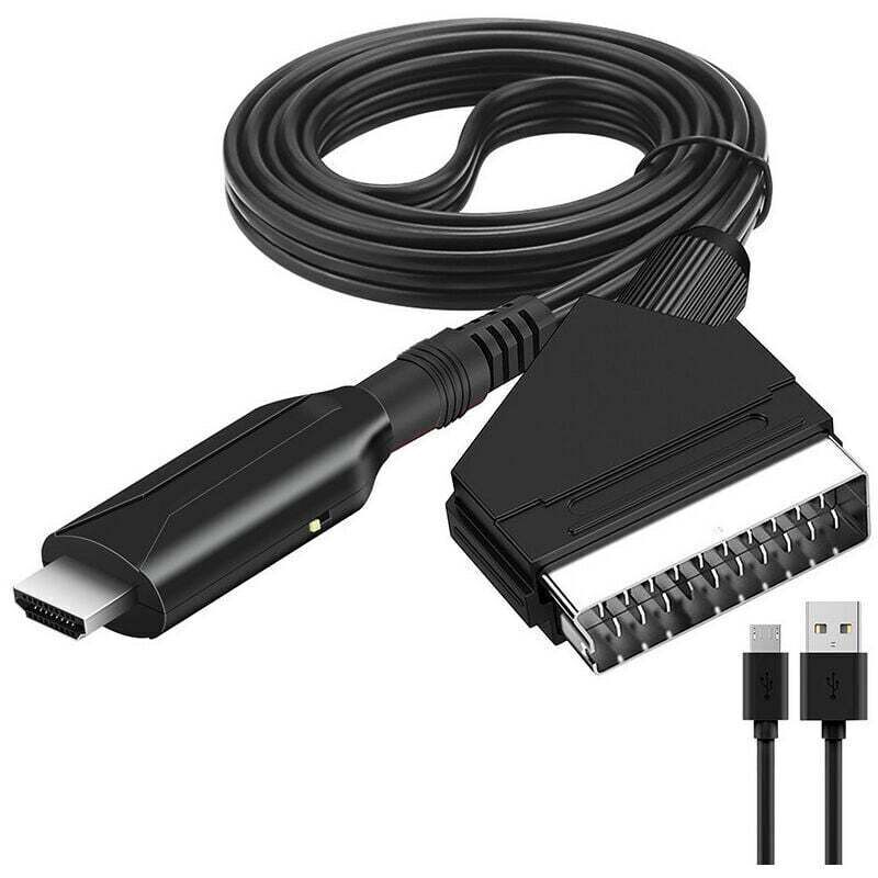 SCART-zu-HDMI-Adapter – SCART-zu-HDMI-Konverter mit HDMI-Kabel – SCART-zu-HDMI-Konverter – Für Full-HD-Fernseher (720p/1080p) – Audio/Video für