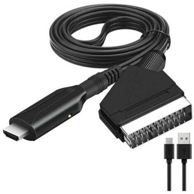 SCART-zu-HDMI-Adapter, SCART-zu-HDMI-Konverter mit HDMI-Kabel, SCART-zu-HDMI-Konverter für Full-HD-Fernseher (720p/1080p), Audio/Video für