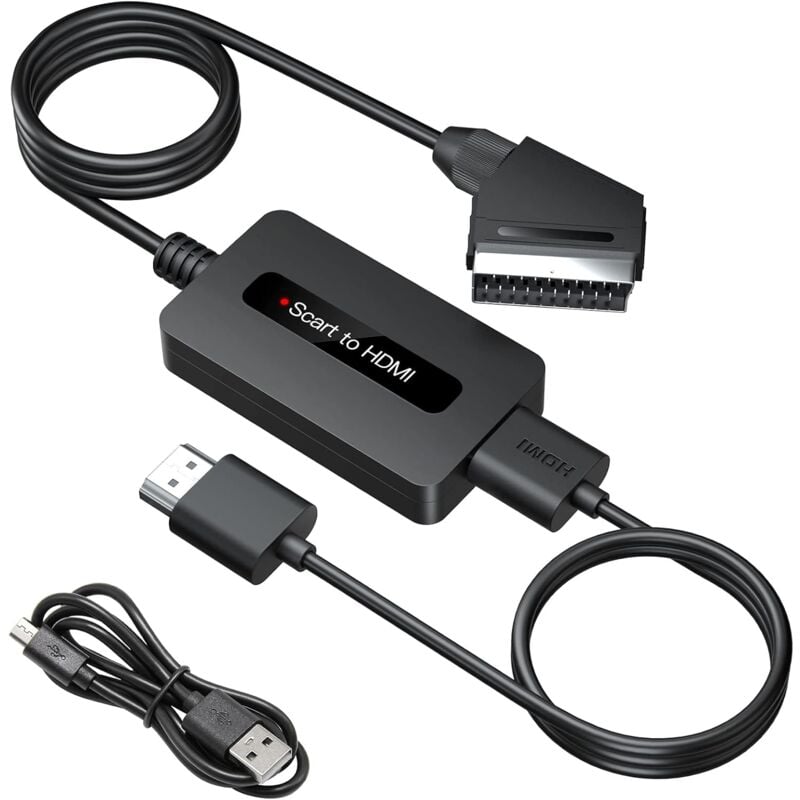Dolaso - SCART-zu-HDMI-Konverter mit hdmi- und SCART-Kabeln, Scart-zu-HDMI-Konverter, HDMI-SCART-Adapter, Full hd 720P/1080P-Ausgang