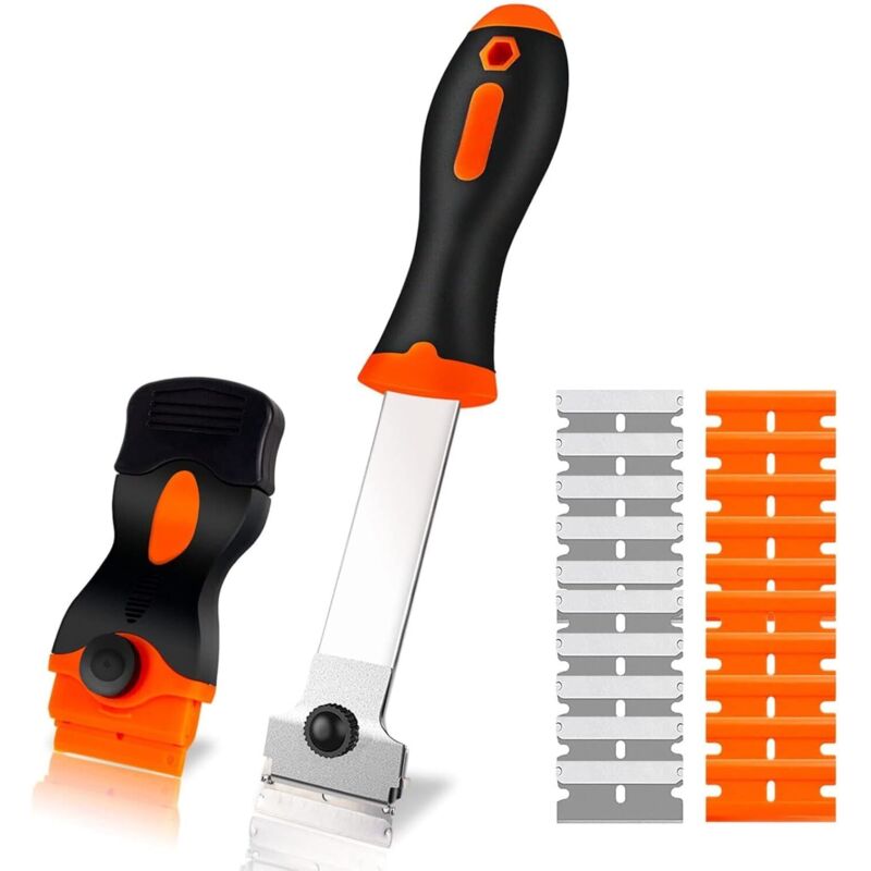 Bluedeer - Schaber Ceranfeld Set, Robuster Kochfeldschaber mit 20 Ersatzklingen, Vielseitiger Schaber für Ceranfeld Kratzer, Gadgets Wohnung, Herd