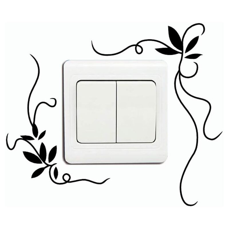 Aougo - Schalteraufkleber, kreative Pflanzenranken, Blumenranken, Vinyl-Schalteraufkleber, Pflanzen, Kunst, Wandtattoos für Kinderzimmer,