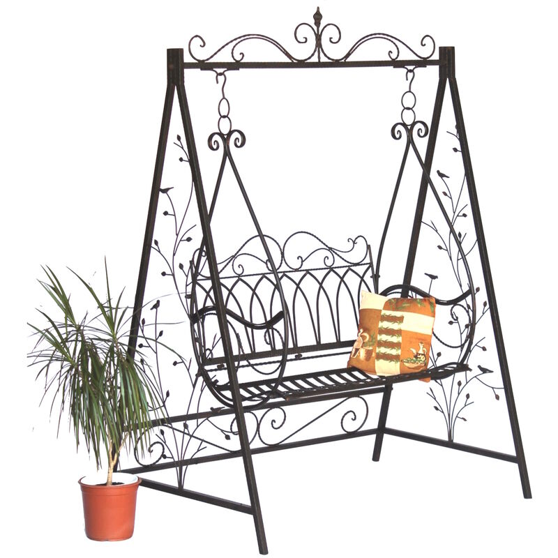 Hollywoodschaukel Metall 2 Sitzer Antik Vintage 1868 Schmiedeeisen Gartenschaukel Garten - Dandibo