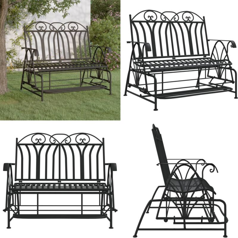 Vidaxl - Schaukelbank 2-Sitzer 114 cm Schwarz Stahl - Gartenschaukel - Metallgartenmöbel - Gartenbank - Outdoor Möbel - Balkonmöbel - Home & Living