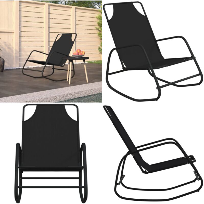 Vidaxl - Schaukelliege Schwarz Stahl und Textilene - Gartensauna - Liegeplatz Im Freien - Outdoor Möbel - Strandkorb - Relaxsessel - Home & Living