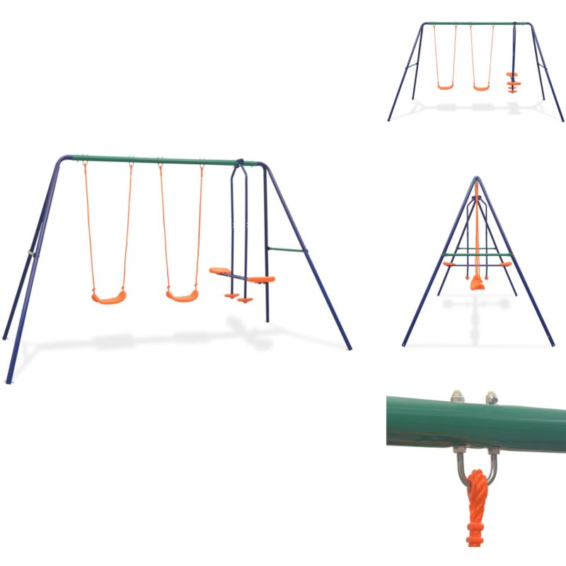 Schaukelset mit 4 Sitzen Orange - Outdoorspielgeräte - Schaukelset - Kindermöbel - Gartengeräte - Kinderspielplatz