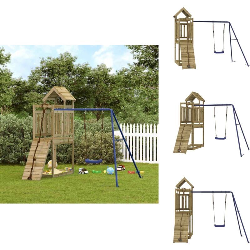 Spielturm Imprägniertes Kiefernholz - Holzspielplatz - Spielturm - Klettergerät - Kindermöbel - Gartenspielplatz