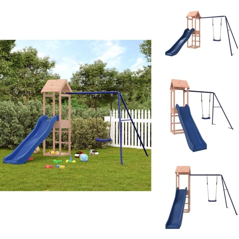 Spielturm Massivholz Douglasie - Holzspielplatz - Kinderspielgeräte - Spielturm - Rutsche - Schaukelset