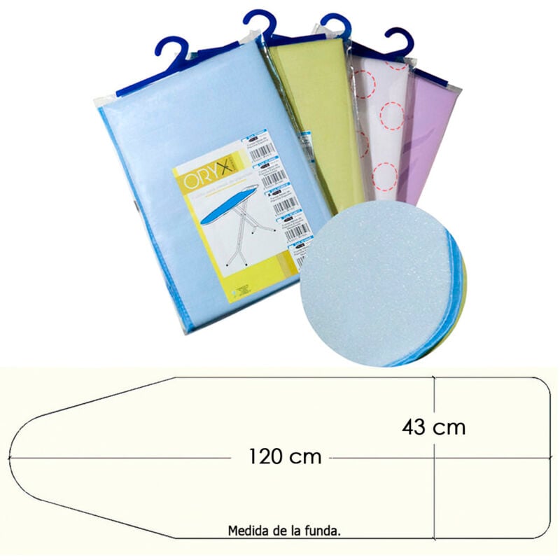 Berzug Bügelbrett mit Schaumstoff 120x42 cm.