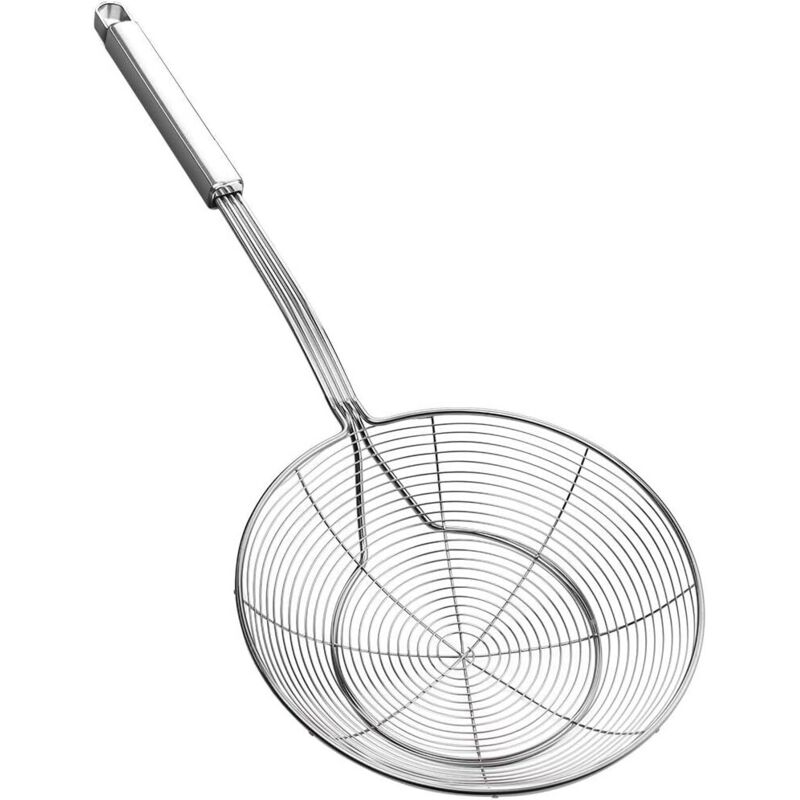 Schaumlöffel aus Edelstahl mit Griff für den täglichen Gebrauch zum Braten, Dämpfen und Servieren. Durchmesser: 18 cm. Gesamtlänge: 44 cm.